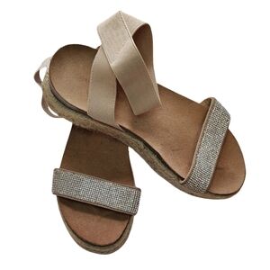 Rock & Candy Cream Espadrille Sandals with Sparkle Straps